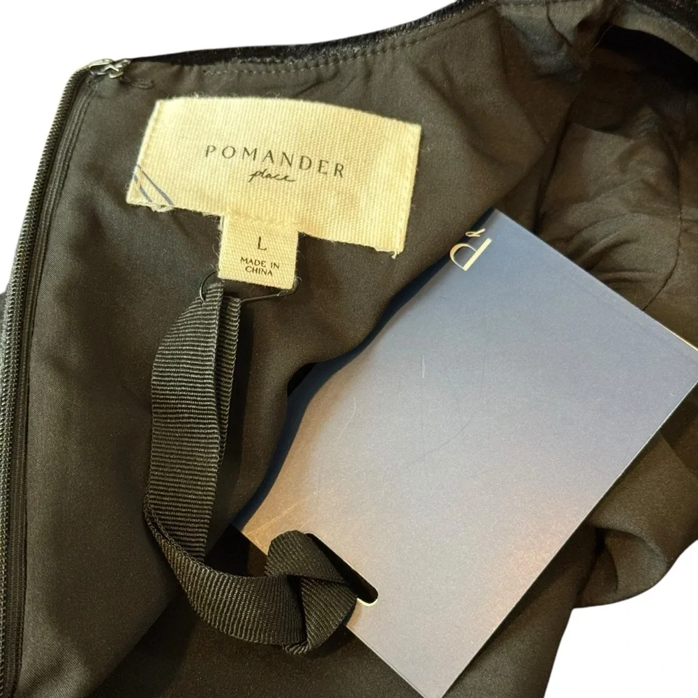 Pomander Place NEW Black Velvet Mae Short Sleeve Party Cocktail Mini Dress Large - Picture 11 of 11